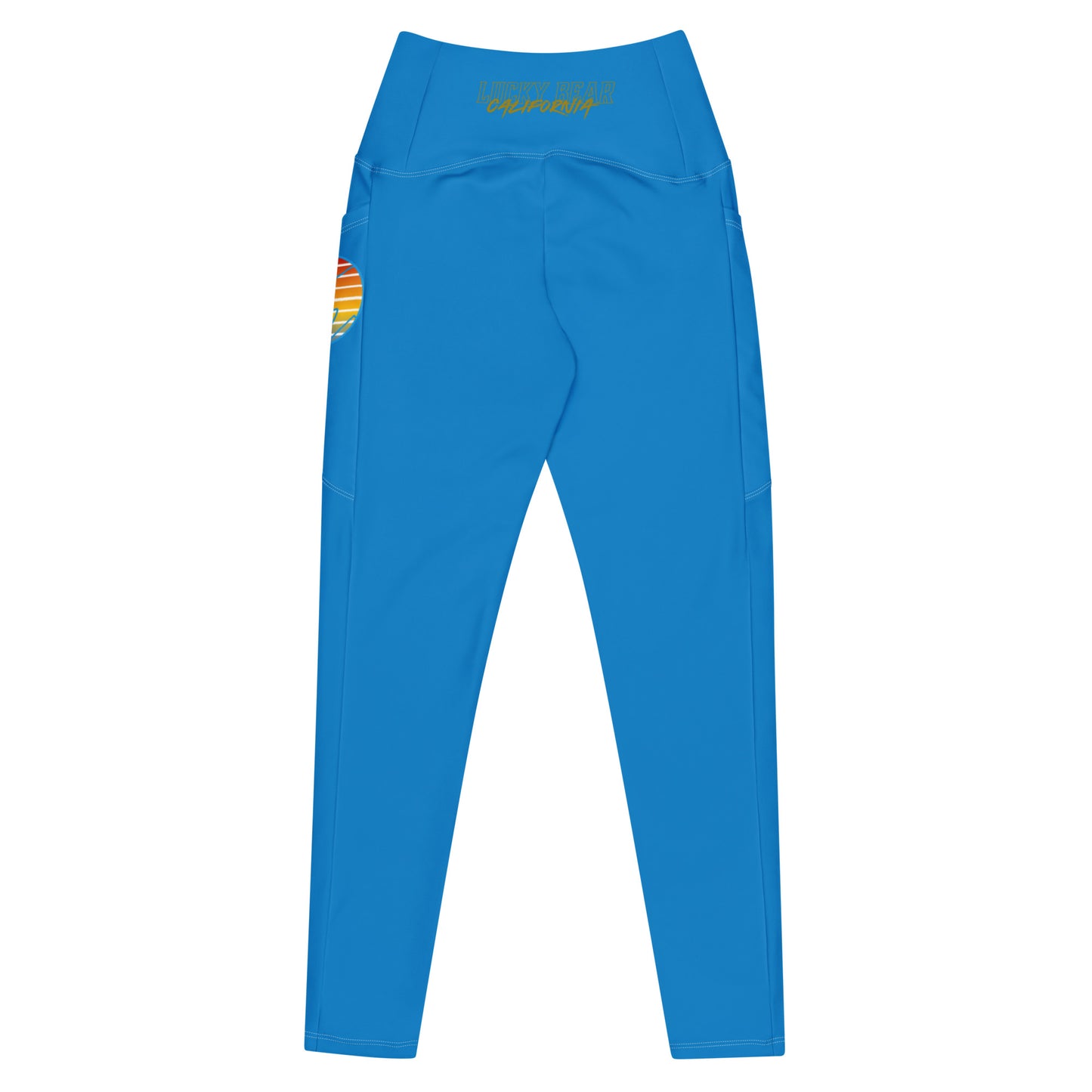 Ocean Blue Retro Sunset Crossover leggings with pockets