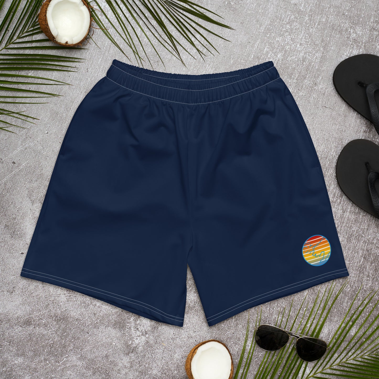 Retro Sunset Navy Men's Recycled Athletic Shorts