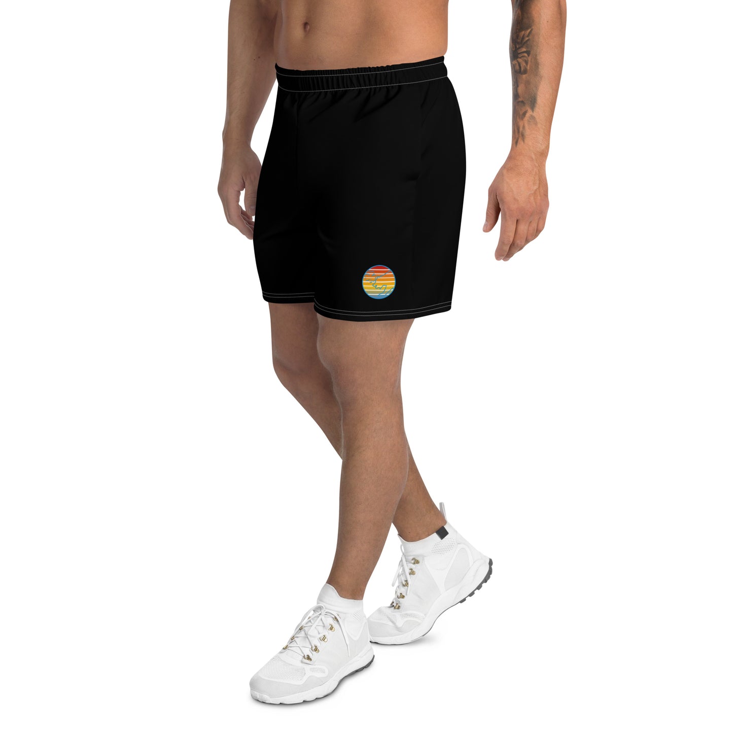 Black Retro Sunset Men's Recycled Athletic Shorts