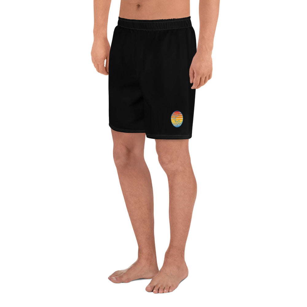 Black Retro Sunset Men's Recycled Athletic Shorts