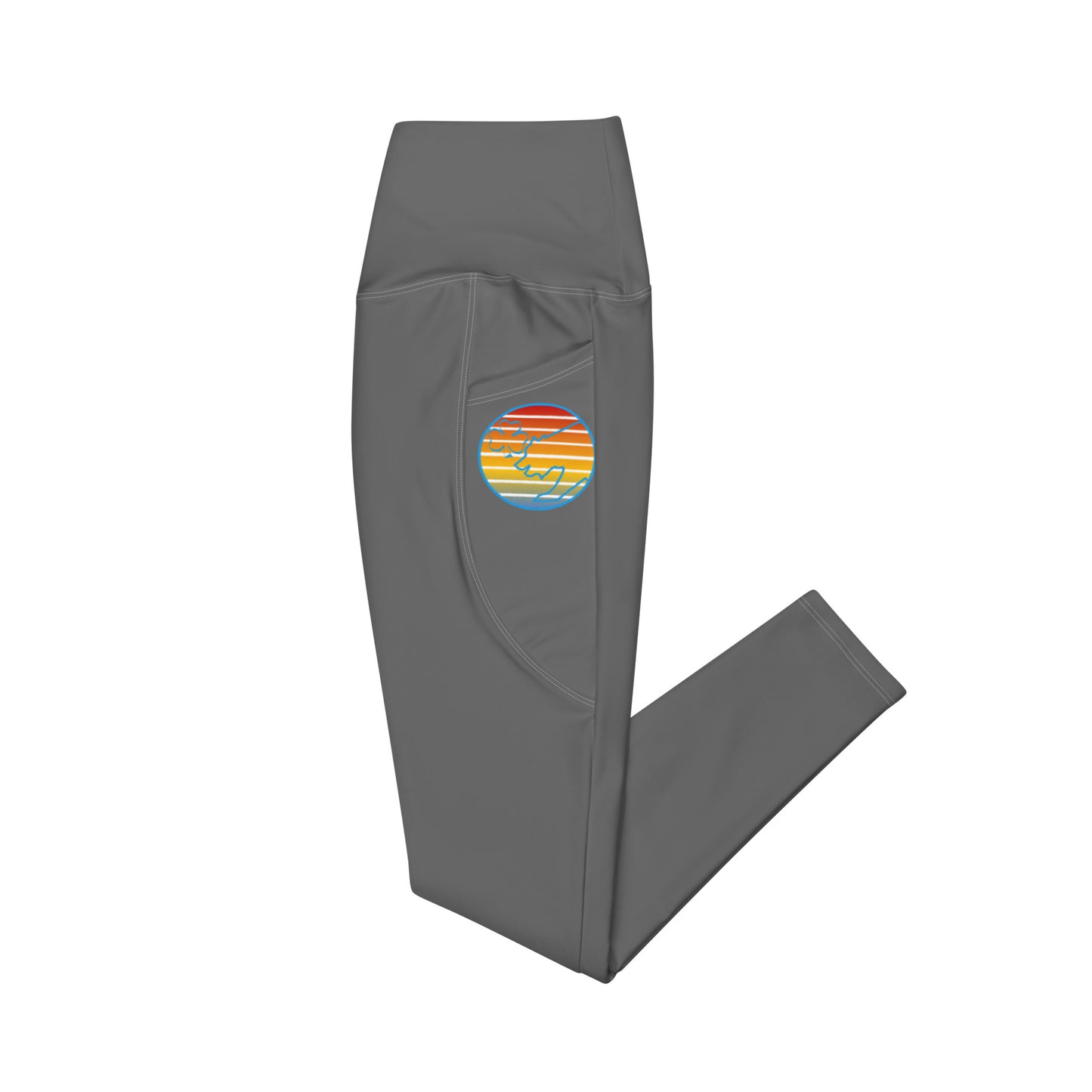 May Gray Retro Sunset Crossover leggings with pockets