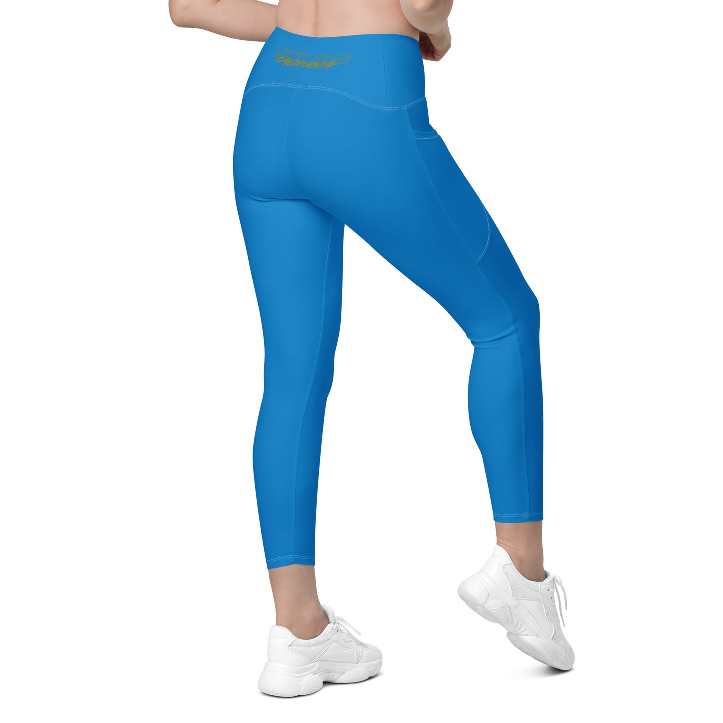 Ocean Blue Retro Sunset Crossover leggings with pockets