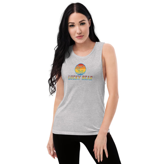 Ladies’ Retro Sunset Muscle Tank